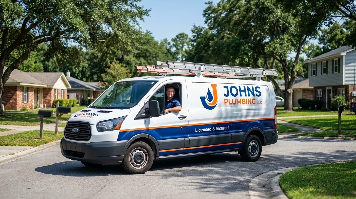 Johns Plumbing LLC service van in Highland Mills, NY