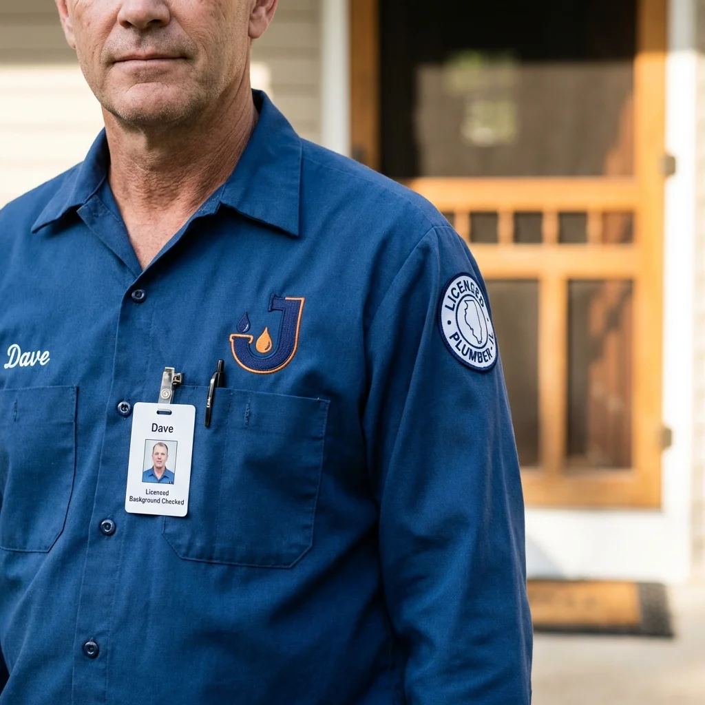 Licensed plumber showing ID badge in Highland Mills, NY