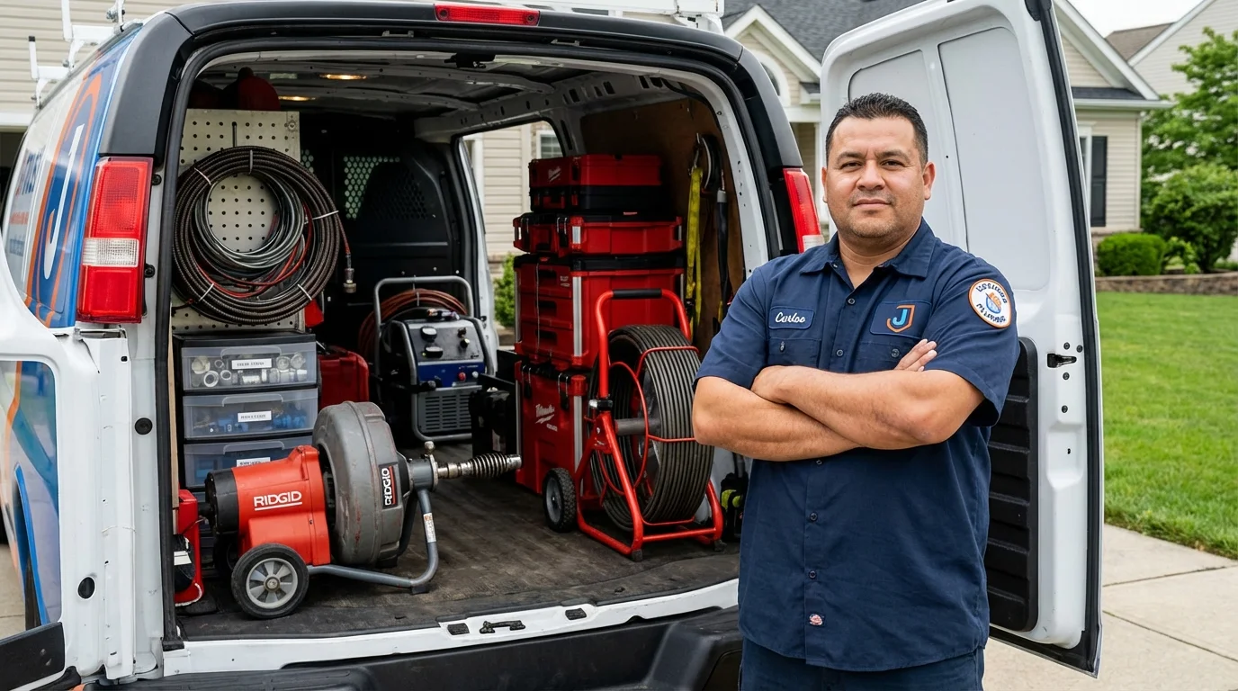 Professional drain cleaning equipment and Johns Plumbing LLC plumber in Highland Mills