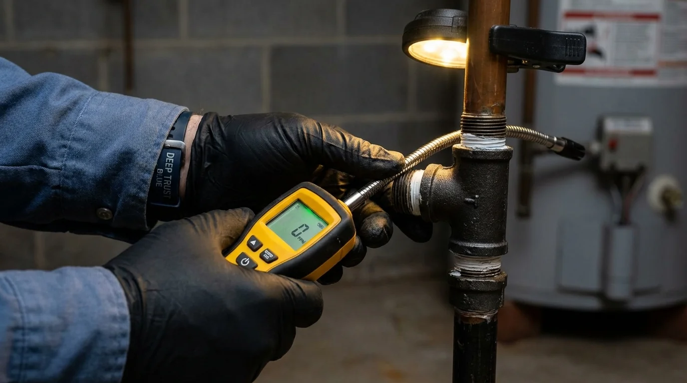 Gas leak detection with electronic sniffer by Johns Plumbing LLC in Highland Mills