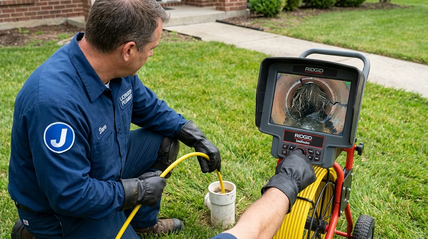 Sewer camera inspection being performed by Johns Plumbing LLC in Highland Mills